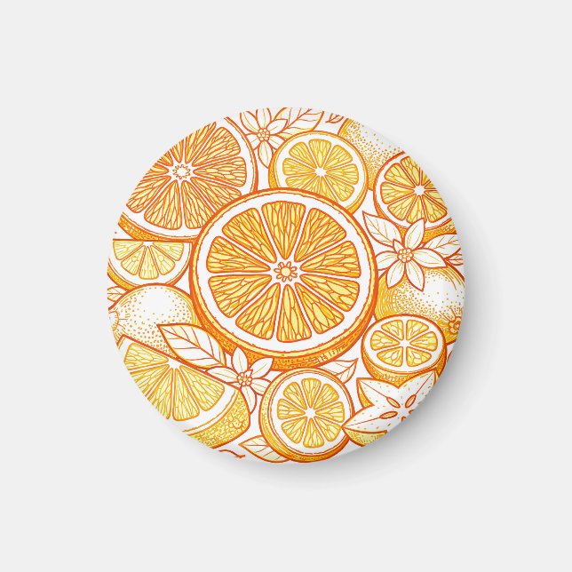 Lebendiges Orangen-Scheiben-Muster Magnet (Vorne)