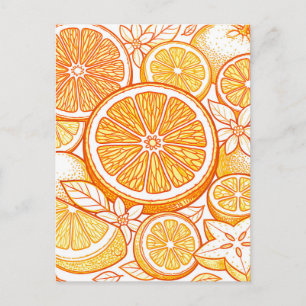 Lebendiges Orangen-Scheiben-Muster Postkarte
