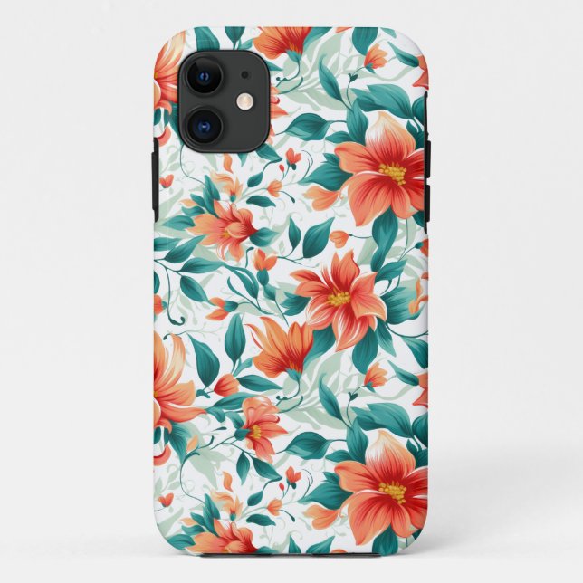 Lebendiges oranges Blumen-Garten-Muster - Elegante Case-Mate iPhone Hülle (Rückseite)