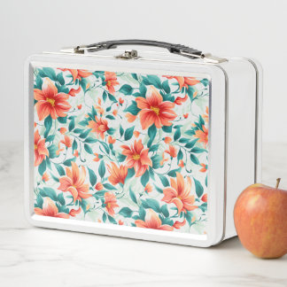 Lebendiges oranges Blumengarten-Muster - Eleganter Metall Brotdose