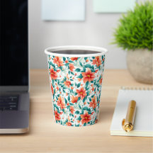 Lebendiges oranges Blumenmuster - Eleganter Tee