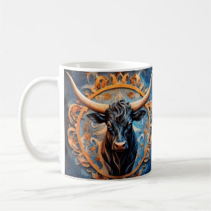Lebendiges Ox-Porträt mit floralen Motiven Kaffeetasse