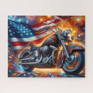 Lebendiges Patriotisches Vintage-Retro-Motorrad