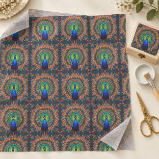 Lebendiges Pfauenfeder-Muster-Kaleidoskop Seidenpapier