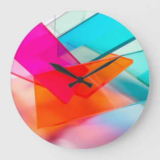 Lebendiges Pink Cyan Moderne geometrische Schichte Große Wanduhr