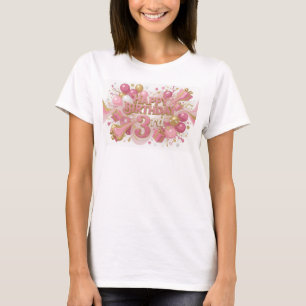 Lebendiges Pinkes HAPPY BIRTHDAY 3RD Grafik T-Shir T-Shirt