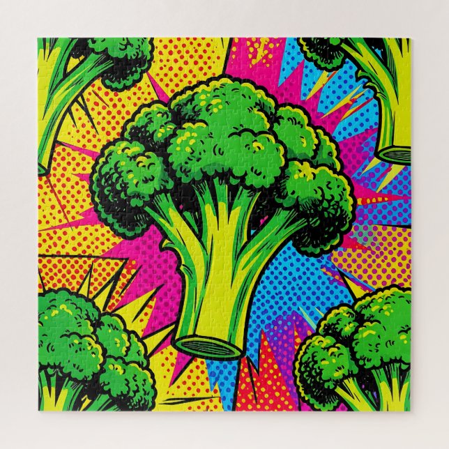 Lebendiges Pop-Art-Brokkolimuster (Vertikal)