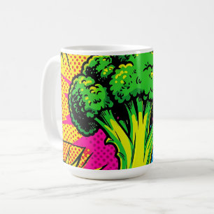 Lebendiges Pop-Art-Brokkolimuster Kaffeetasse