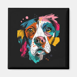 Lebendiges Pop-Art-Hundegesicht Abstraktes Hundesp Magnet