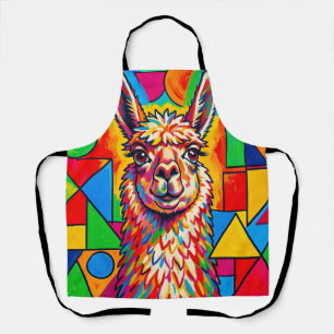 Lebendiges Pop-Art-Llama-Porträt Schürze