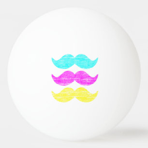 Lebendiges Pop-Art-Schnurrbart-Muster Ping Pong Tischtennisball