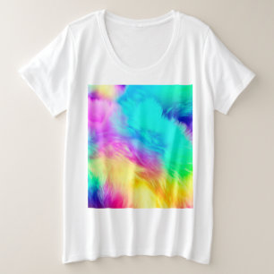 Lebendiges Regenbogen Flauschige Fellstruktur Hint Große Größe T-Shirt