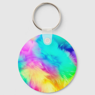Lebendiges Regenbogen Flauschige Fellstruktur Hint Schlüsselanhänger