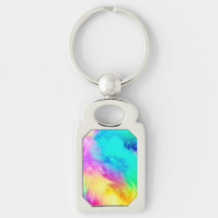 Lebendiges Regenbogen Flauschige Fellstruktur Hint Schlüsselanhänger