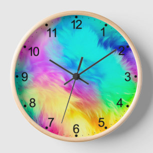 Lebendiges Regenbogen Flauschige Fellstruktur Hint Uhr