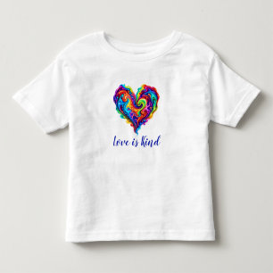 Lebendiges Regenbogen-Herz mit ausgegossener Farbe Kleinkind T-shirt
