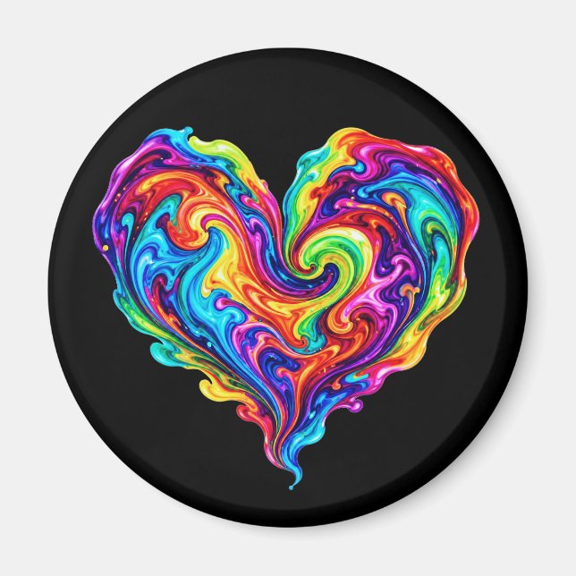 Lebendiges Regenbogen-Herz mit gegossener Farbe Magnet (Vorne)