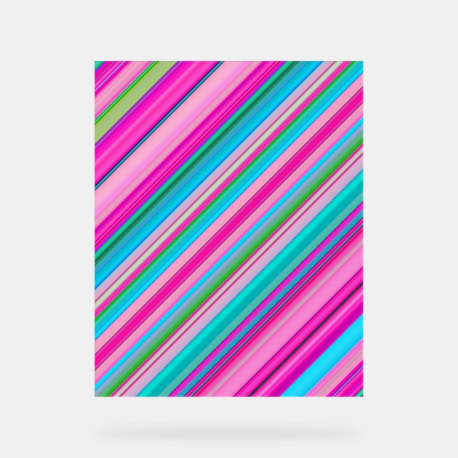 Lebendiges Regenbogen-Streifenmuster-Design Acrylschild (Vorderseite)