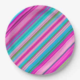 Lebendiges Regenbogen-Streifenmuster-Design Pappteller