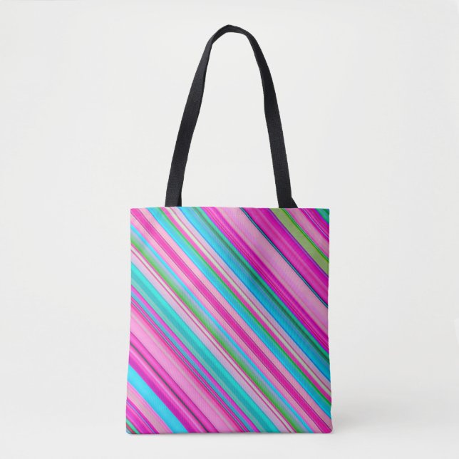 Lebendiges Regenbogen-Streifenmuster-Design Tasche (Vorderseite)