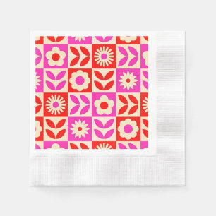 Lebendiges Retro-Blumenmuster Serviette