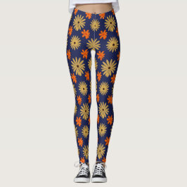 Lebendiges Retro-Gänseblümchen-Blumenmuster nahtlo Leggings