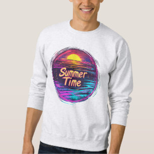 Lebendiges Retro-„Sommerzeit“-Sonnenuntergangs-T-S Sweatshirt