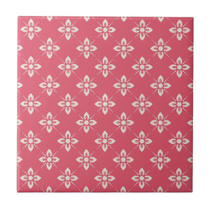 Lebendiges rosa Blumenmuster mit geometrischen Blu Fliese