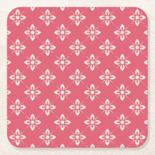 Lebendiges rosa Blumenmuster mit geometrischen Blu Rechteckiger Pappuntersetzer