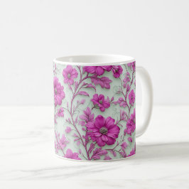 Lebendiges rosa Blumenmuster mit Magenta-Blumen Kaffeetasse