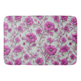 Lebendiges rosa Blumenmuster mit magenta Blüten Badematte