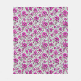 Lebendiges rosa Blumenmuster mit magenta Blüten Fleecedecke