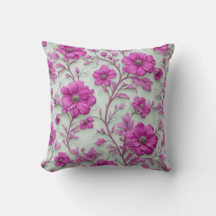 Lebendiges rosa Blumenmuster mit magenta Blüten Kissen