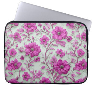 Lebendiges rosa Blumenmuster mit magenta Blüten Laptopschutzhülle