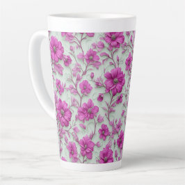 Lebendiges rosa Blumenmuster mit Magenta-Blüten Milchtasse