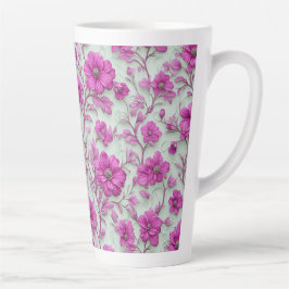 Lebendiges rosa Blumenmuster mit Magenta-Blüten Milchtasse
