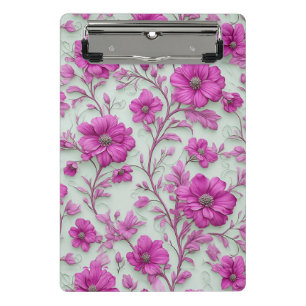 Lebendiges rosa Blumenmuster mit magenta Blüten Mini Klemmbrett