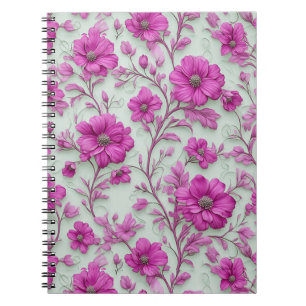 Lebendiges rosa Blumenmuster mit magenta Blüten Notizblock
