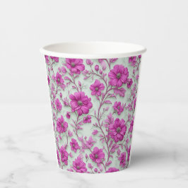 Lebendiges rosa Blumenmuster mit magenta Blüten Pappbecher
