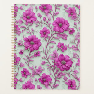 Lebendiges rosa Blumenmuster mit magenta Blüten Planer