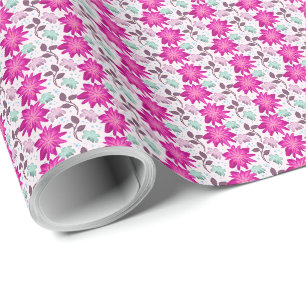 Lebendiges rosa Blumenmuster Moderne, kräftige B Geschenkpapier