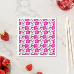 Lebendiges rosa Blumenmuster   Moderne, kräftige B Serviette
