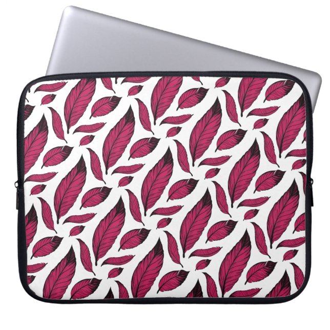 Lebendiges rosa Feder Muster  Laptopschutzhülle (Vorderseite)