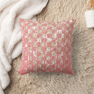 Lebendiges rosa Gewebe mit aufwendigem Blumenmuste Kissen