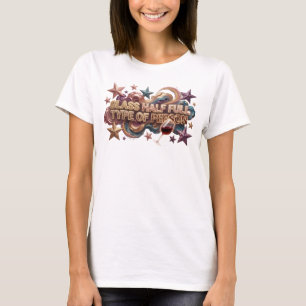 Lebendiges Rosa GLAS HALB VOLL-TYP VON PERSON T-Shirt