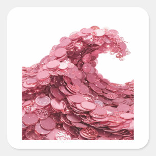 Lebendiges Rosa PINK COIN WAVE Aufkleber Motiv