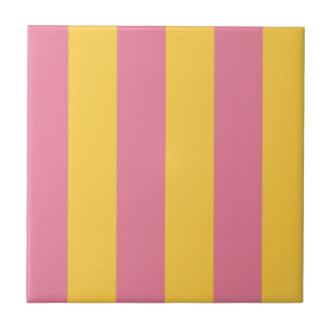 Lebendiges Rosa und Gelb Vertikal gestreiftes Must Fliese