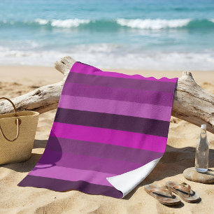 Lebendiges Rosa und Lila moderne schicke Streifen Strandtuch