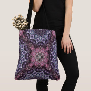 Lebendiges rosa und violettes Mandala-Netzmuster Tasche