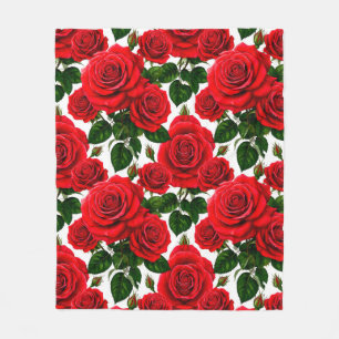 Lebendiges Rosenmuster mit roten und rosa Rosen Fleecedecke